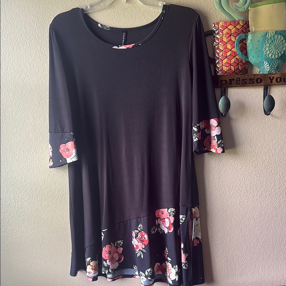 Floral Black Top